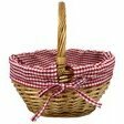 Red Gingham Traditional Wicker Shopping Basket with Textile Liner in 5 Sizes